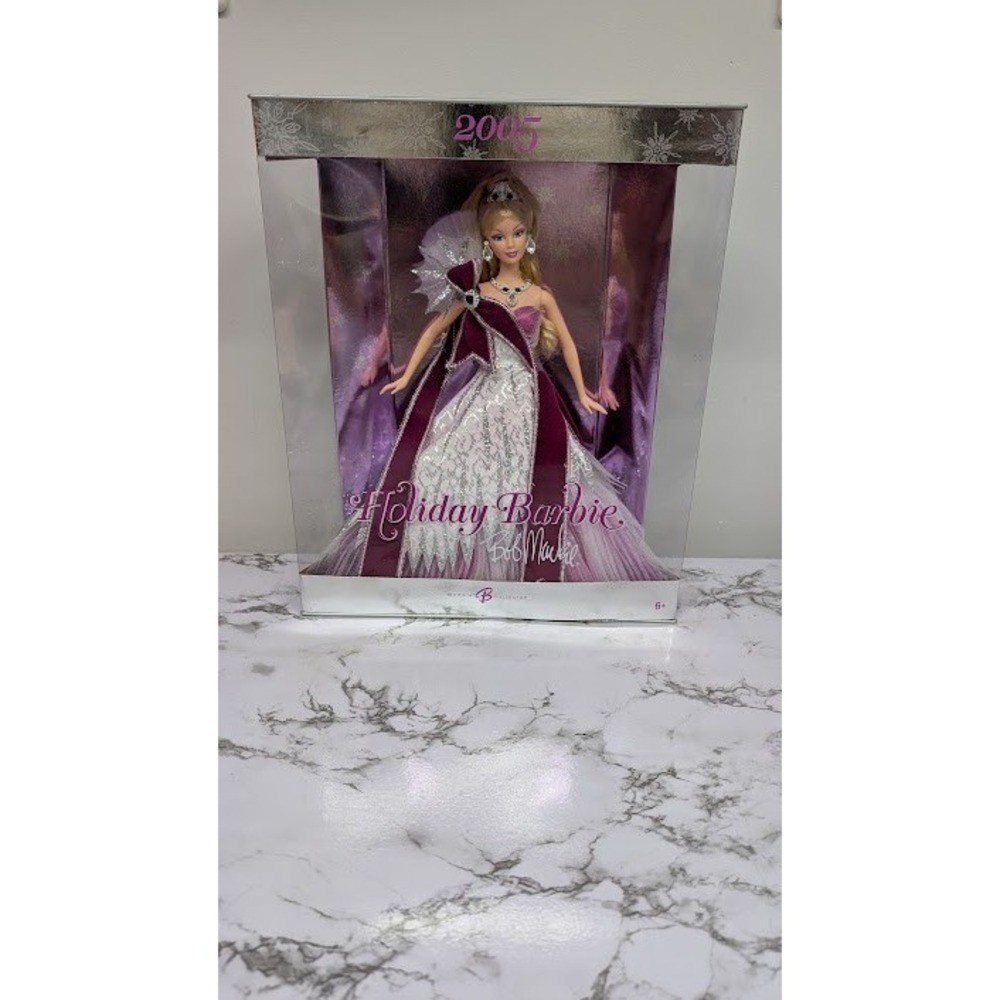 2005 Holiday Barbie Bob Mackie Designer Doll Platinum Gown New In Box